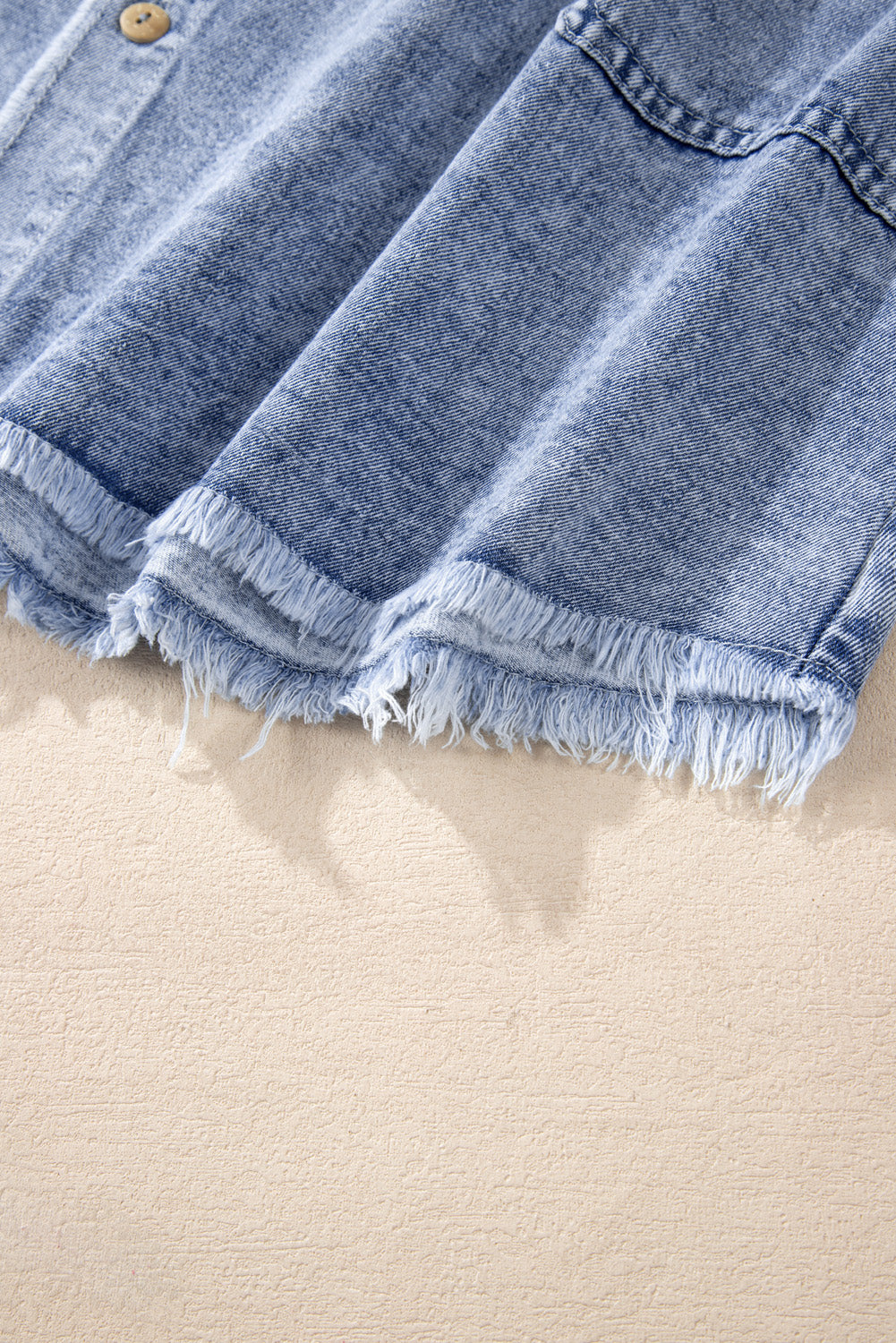 Raw Hem Button Down Long Sleeve Denim Dress - Classique Collection