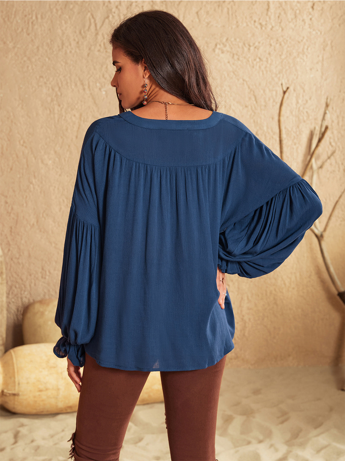 Tie Neck Long Sleeve Blouse - Classique Collection