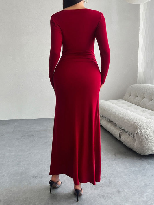 Devine Ruched Long Sleeve Maxi Dress - Classique Collection