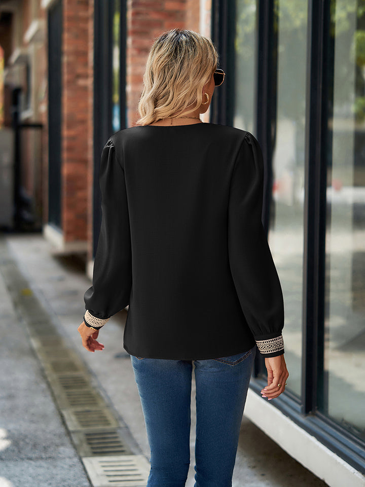 V-Neck Long Sleeve Blouse - Classique Collection
