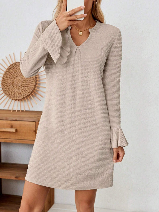 Notched Flare Sleeve Mini Dress - Classique Collection