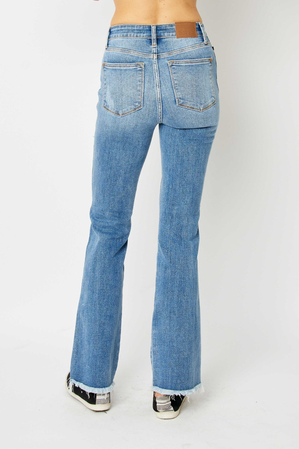 Judy Blue Full Size Distressed Raw Hem Bootcut Jeans - ClassiQ