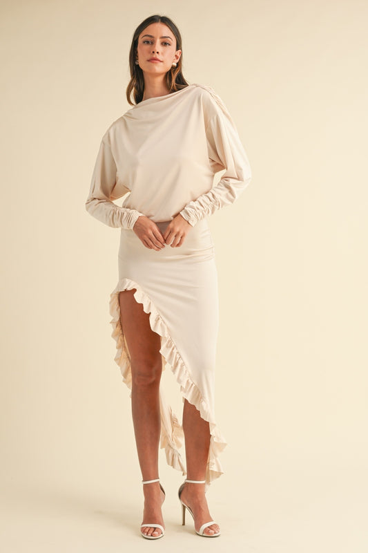 Mable Backless Asymmetric Ruffle Hem Dress - Classique Collection