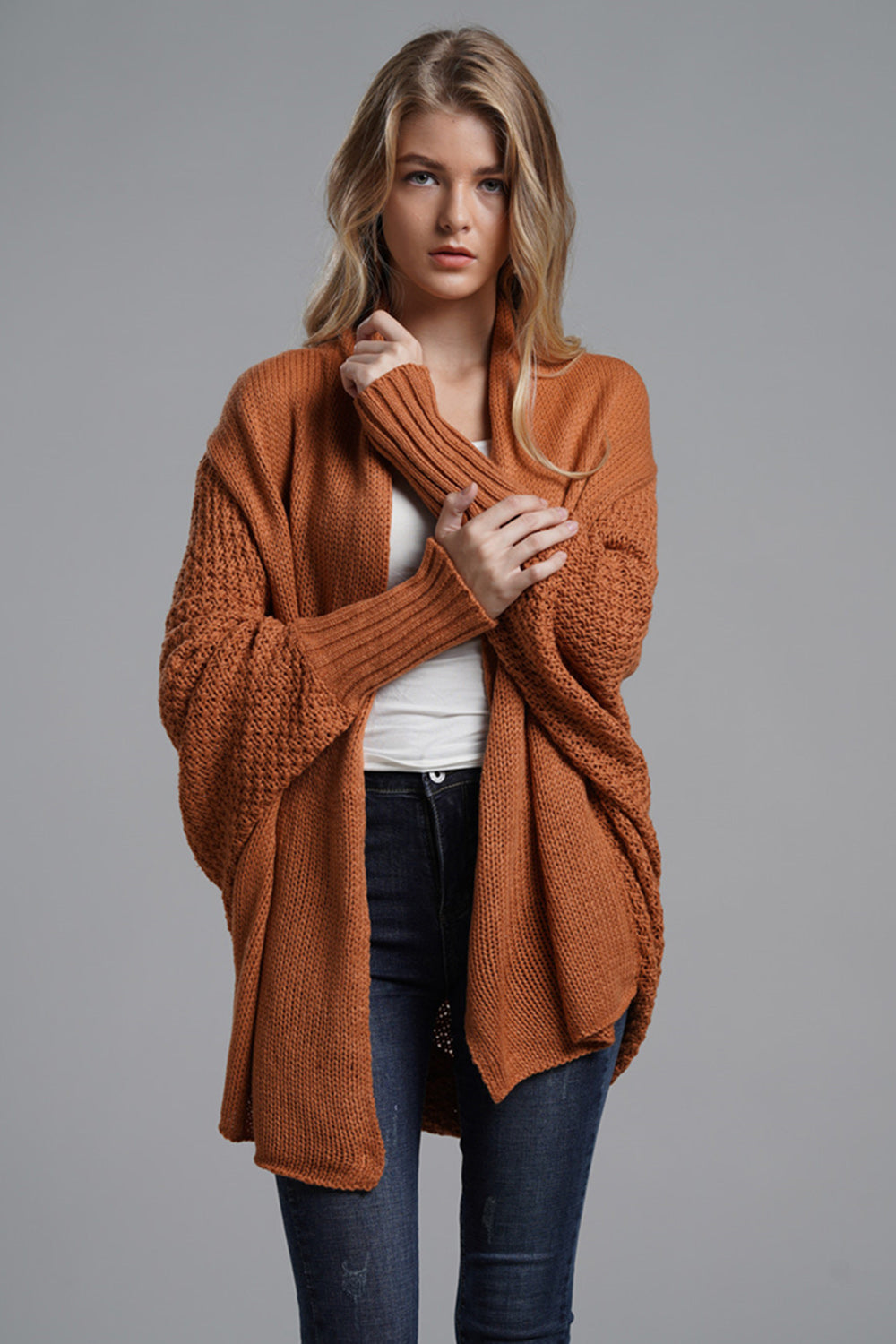 Open Front Batwing Sleeve Cardigan - ClassiQ