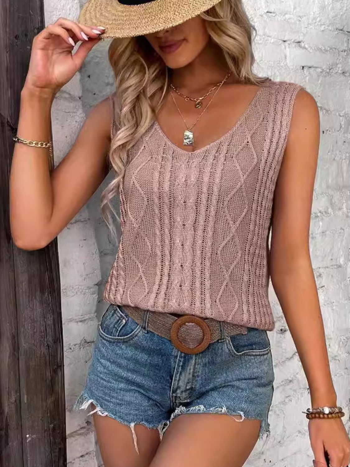 Cable-Knit V-Neck Sweater Vest - ClassiQ