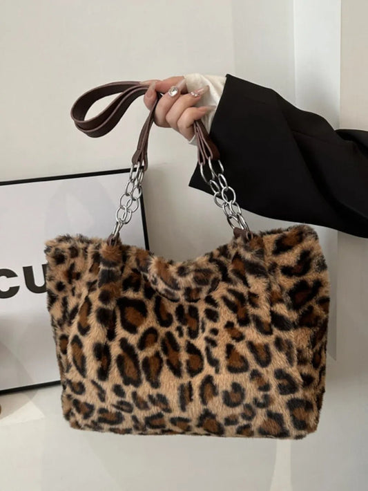 Faux Fur Leopard Shoulder BagBag