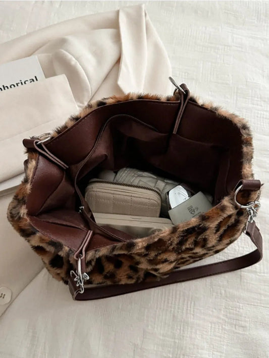 Faux Fur Leopard Shoulder BagBag