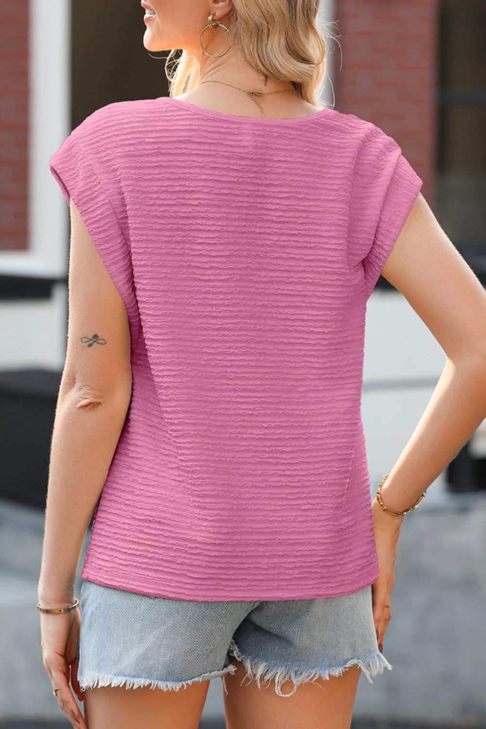 Asymmetrical Neck Short Sleeve Top - Classique Collection