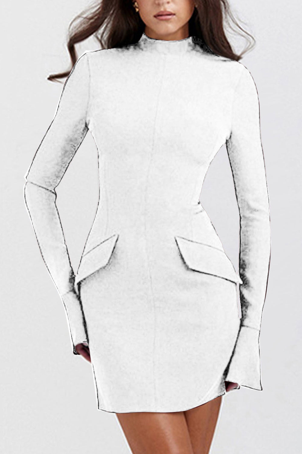 Mock Neck Long Sleeve Mini Dress - Classique Collection