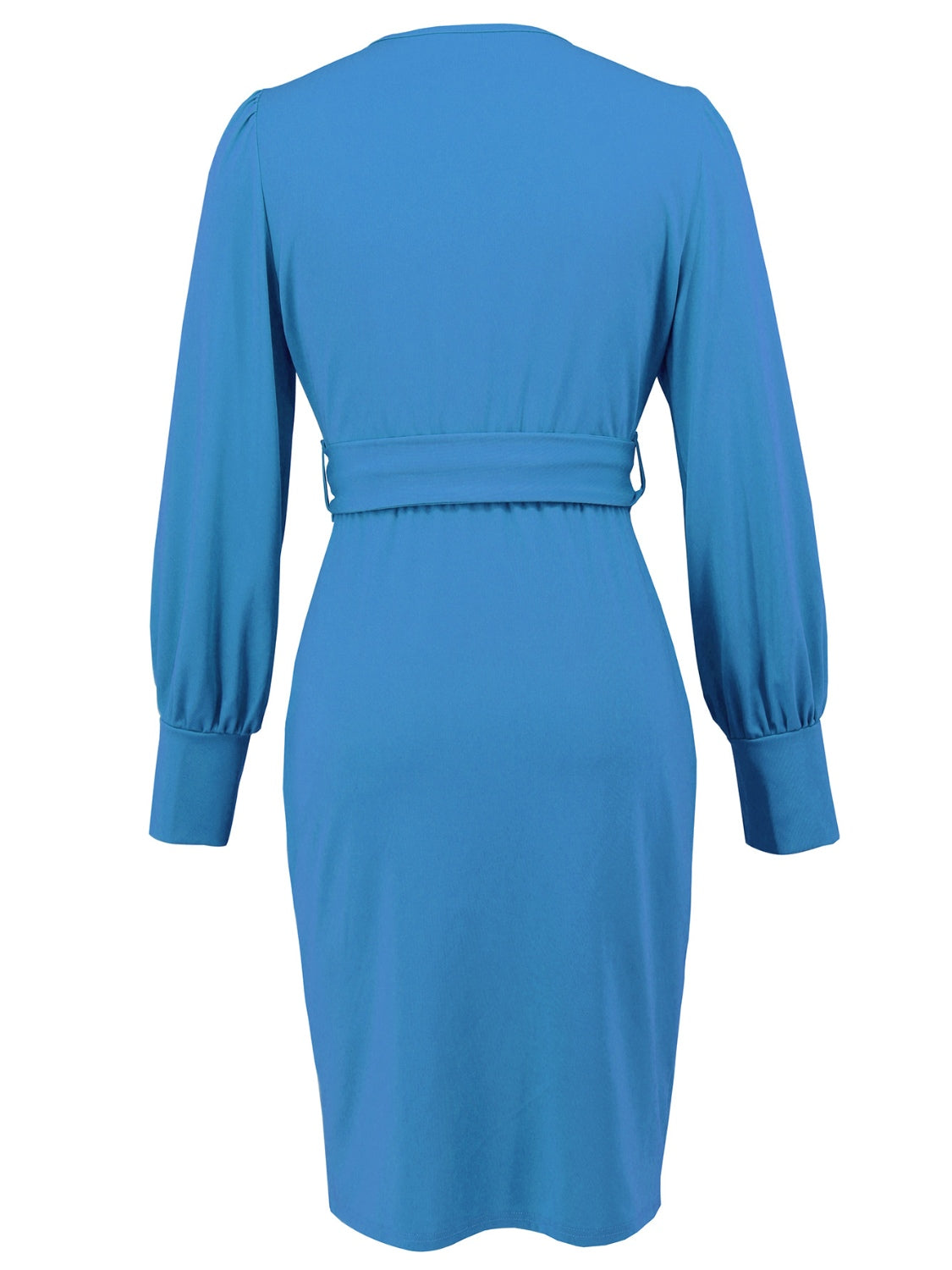 Slit V-Neck Long Sleeve Knee Length Dress - Classique Collection