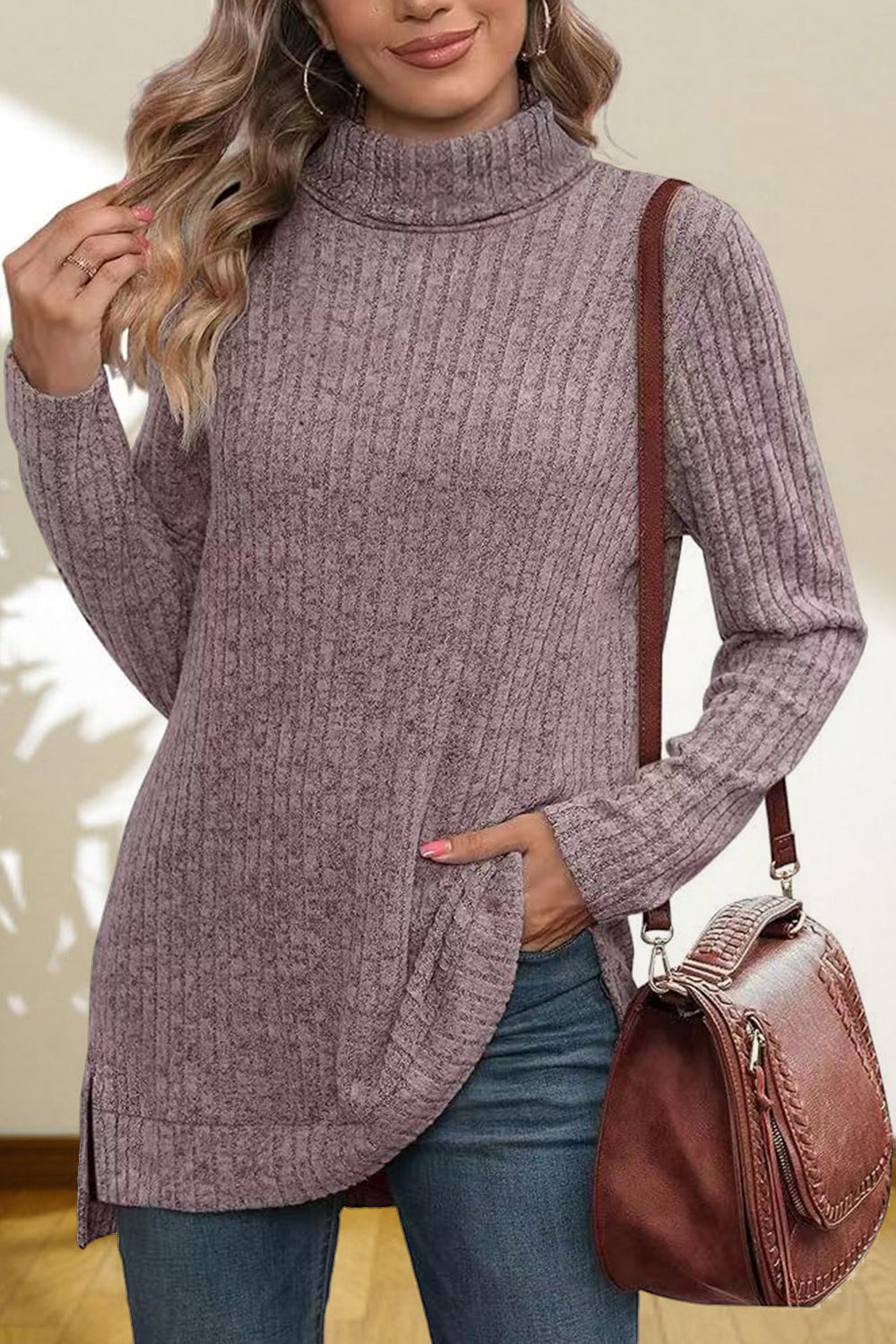 Turtleneck High Low Top - Classique Collection