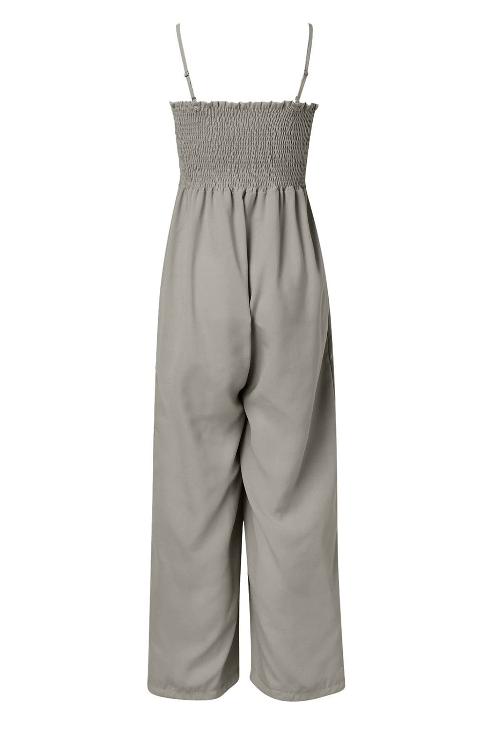 Smocked Spaghetti Strap Wide Leg Jumpsuit - ClassiQ
