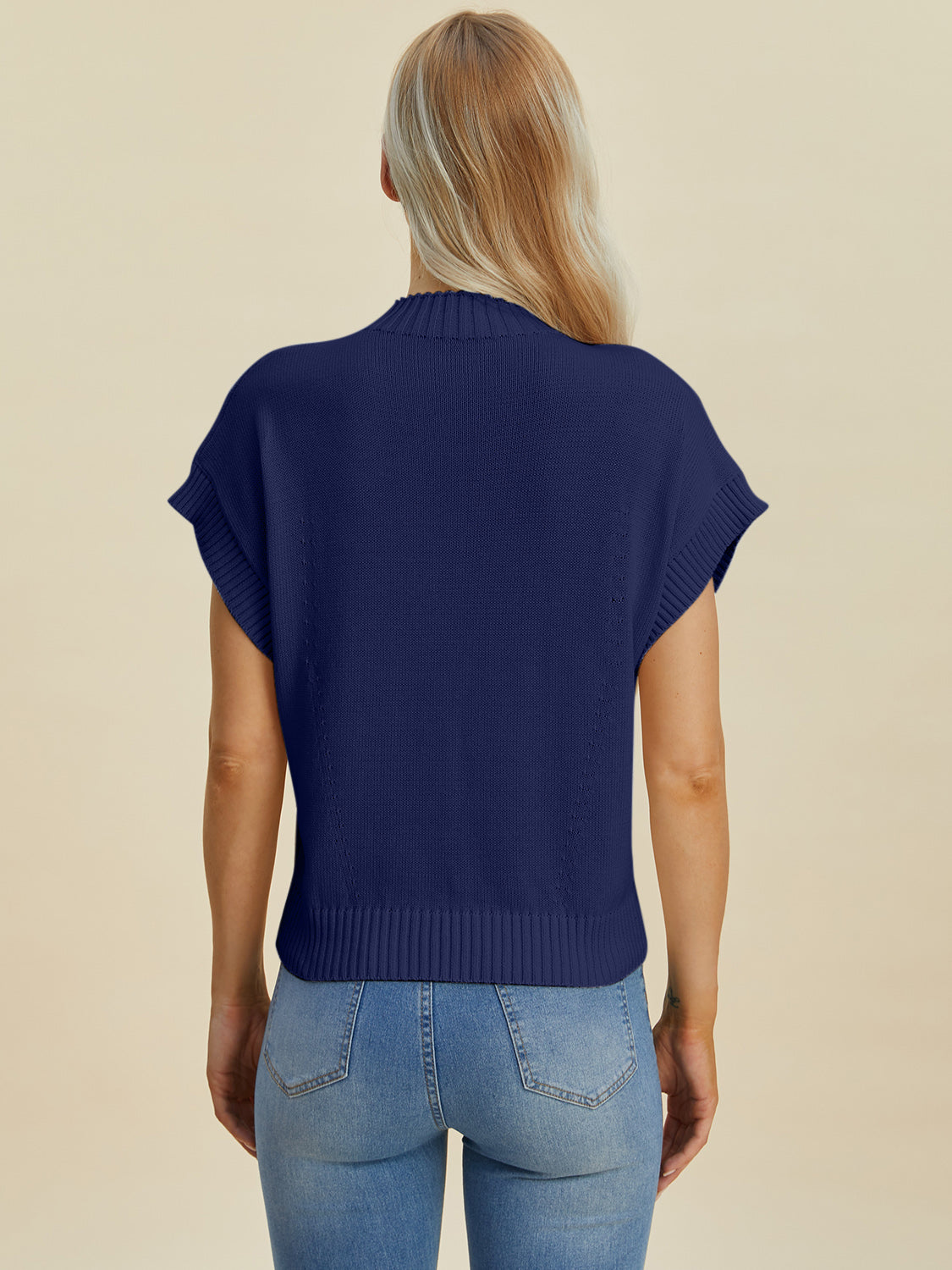 Double Take Full Size Mock Neck Short Sleeve Sweater - ClassiQ
