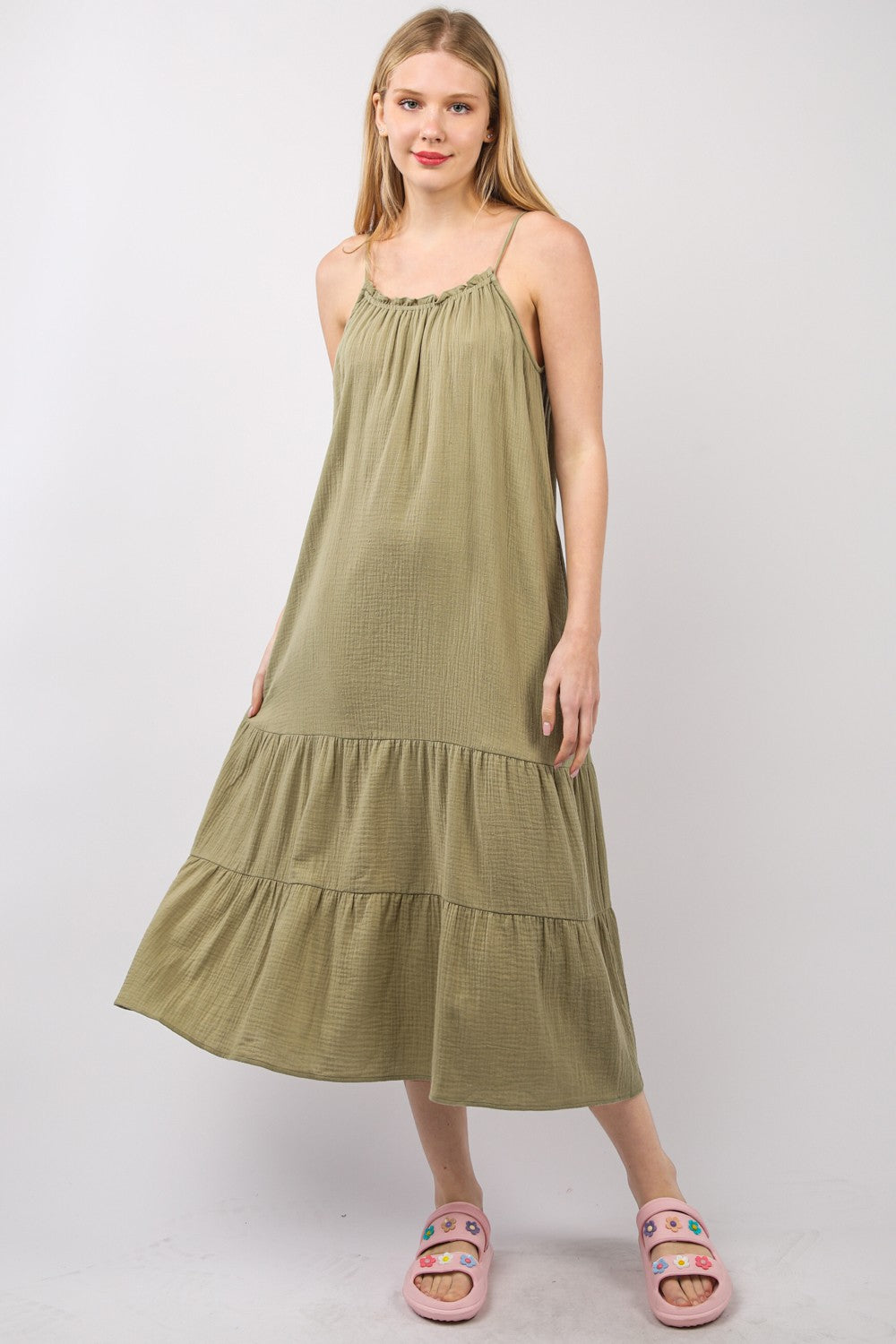 VERY J Ruffled A-Line Midi Cami Dress - Classique Collection