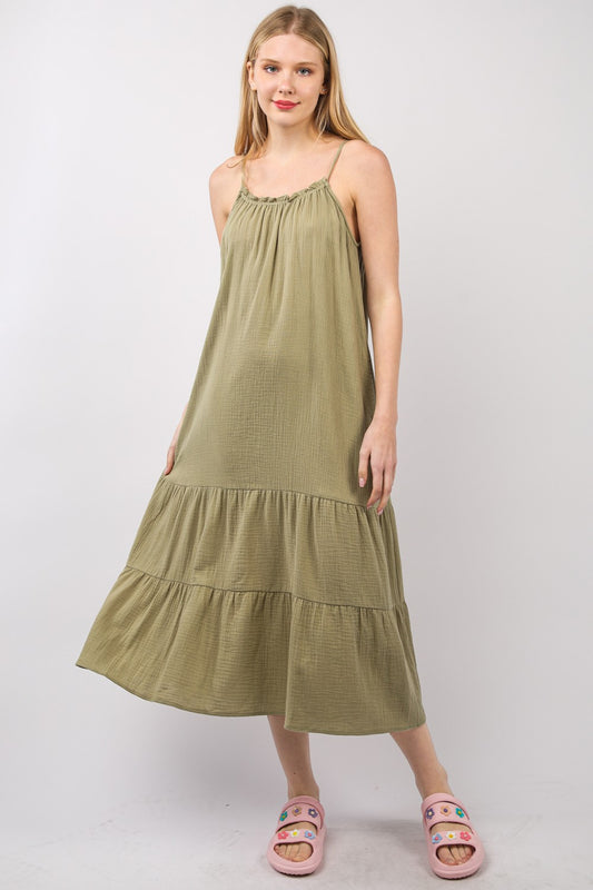 VERY J Ruffled A-Line Midi Cami Dress - Classique Collection