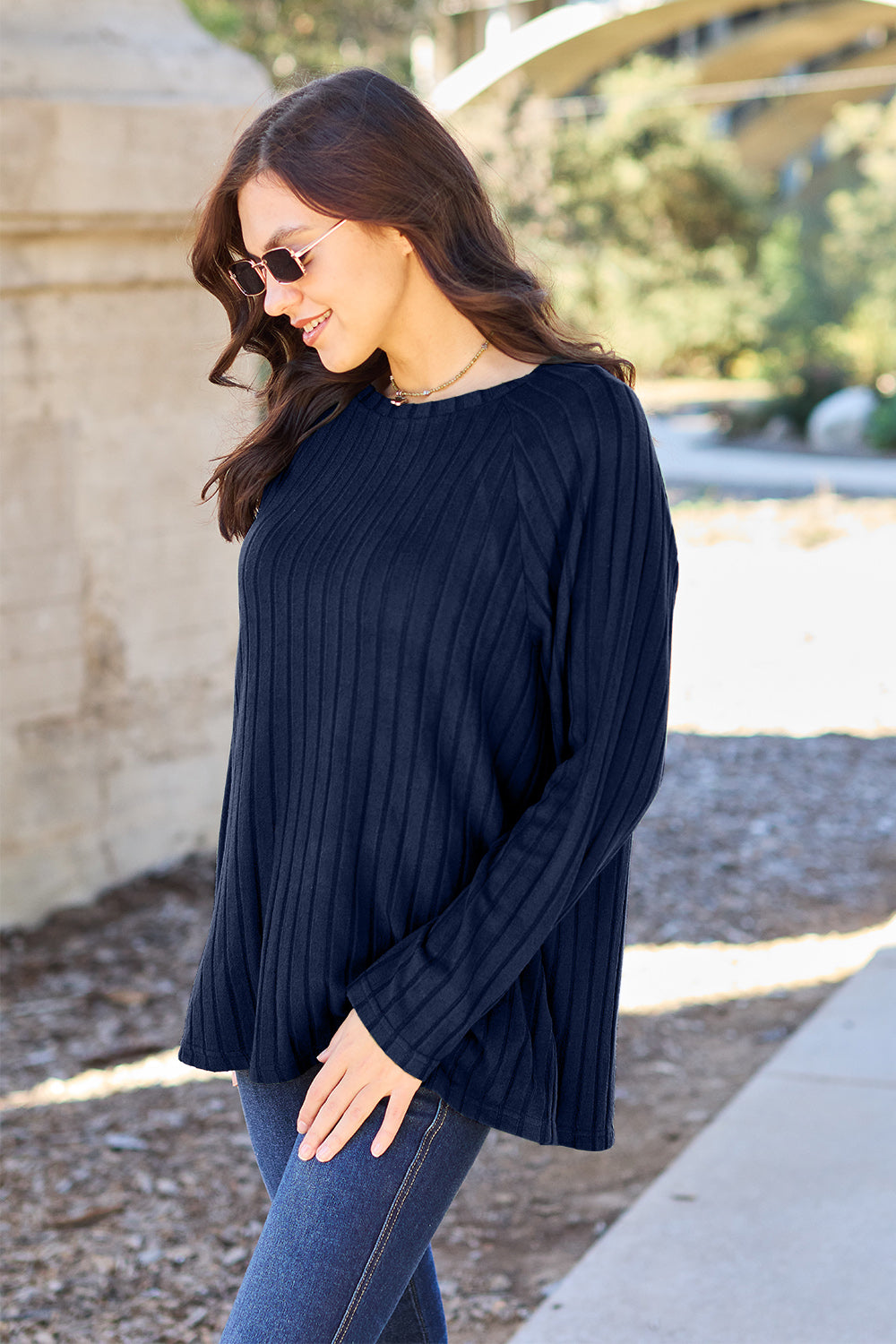 Basic Bae Full Size Ribbed Round Neck Long Sleeve Knit Top - ClassiQ