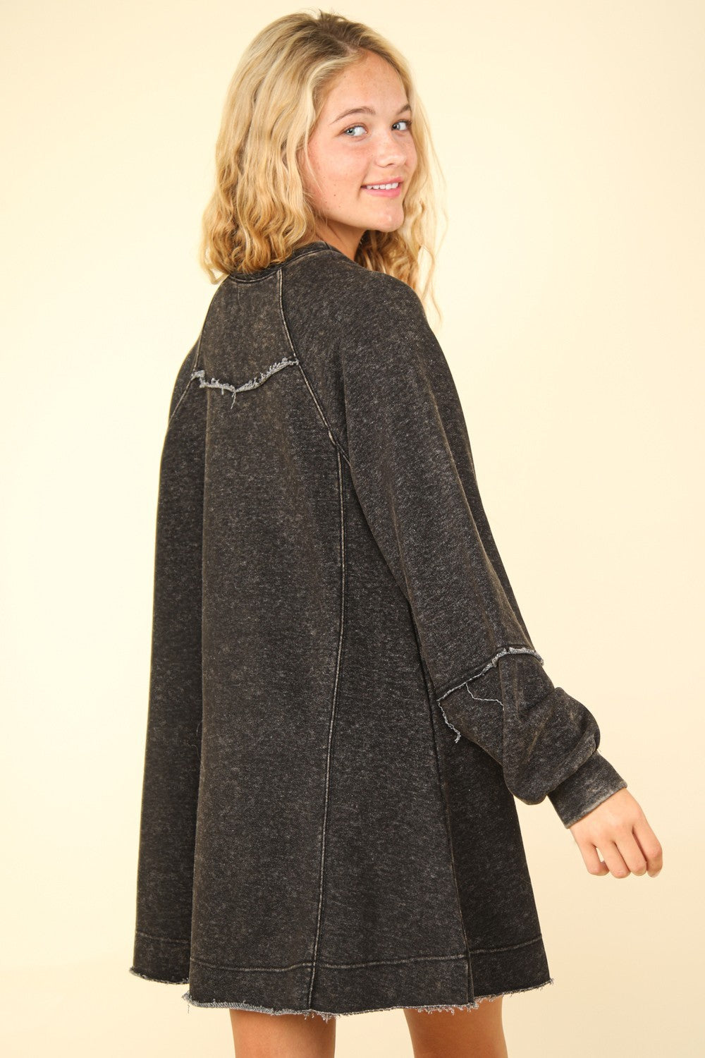 VERY J Mineral Washed Oversized A-Line Mini Dress - Classique Collection