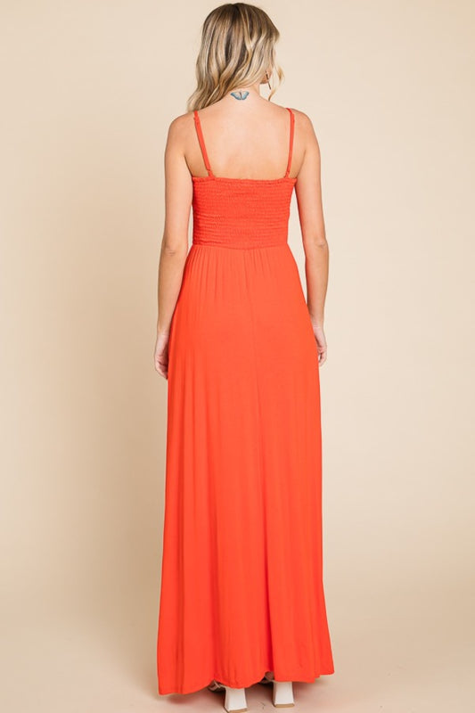 Culture Code Full Size Smocked Cami Maxi Dress with Pockets - Classique Collection