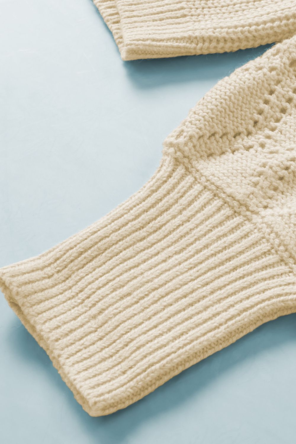 Openwork V-Neck Button Up Cardigan - ClassiQ