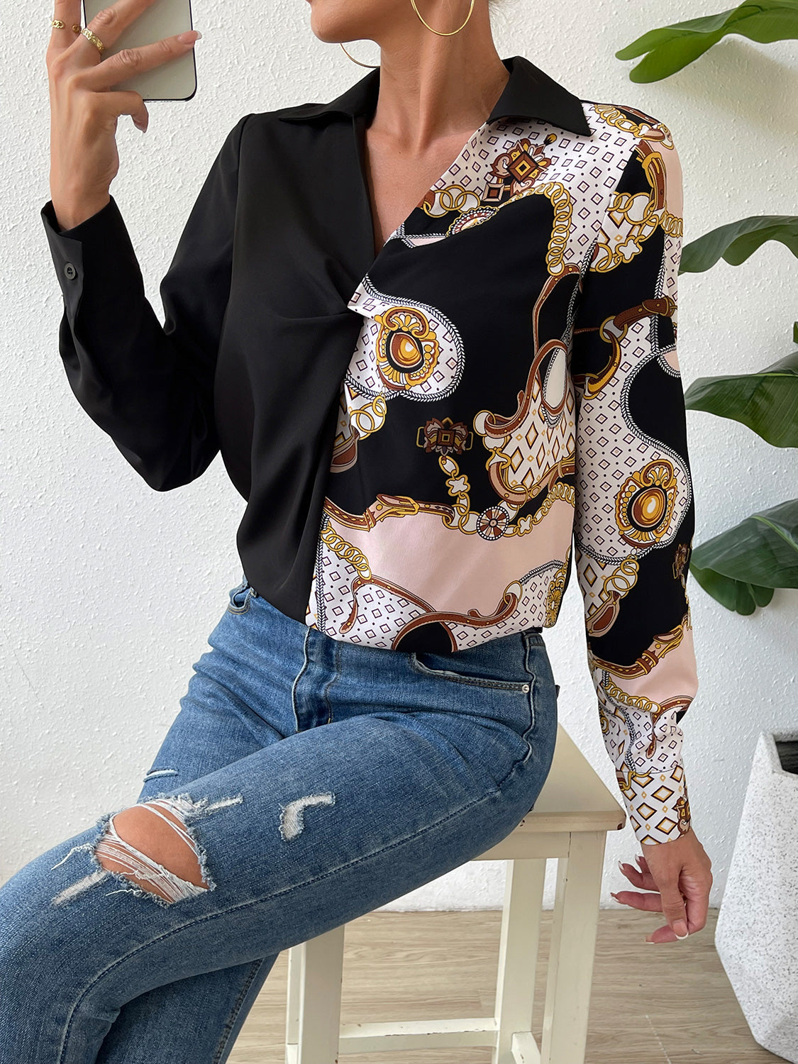 Twist Front Collared Blouse - Classique Collection