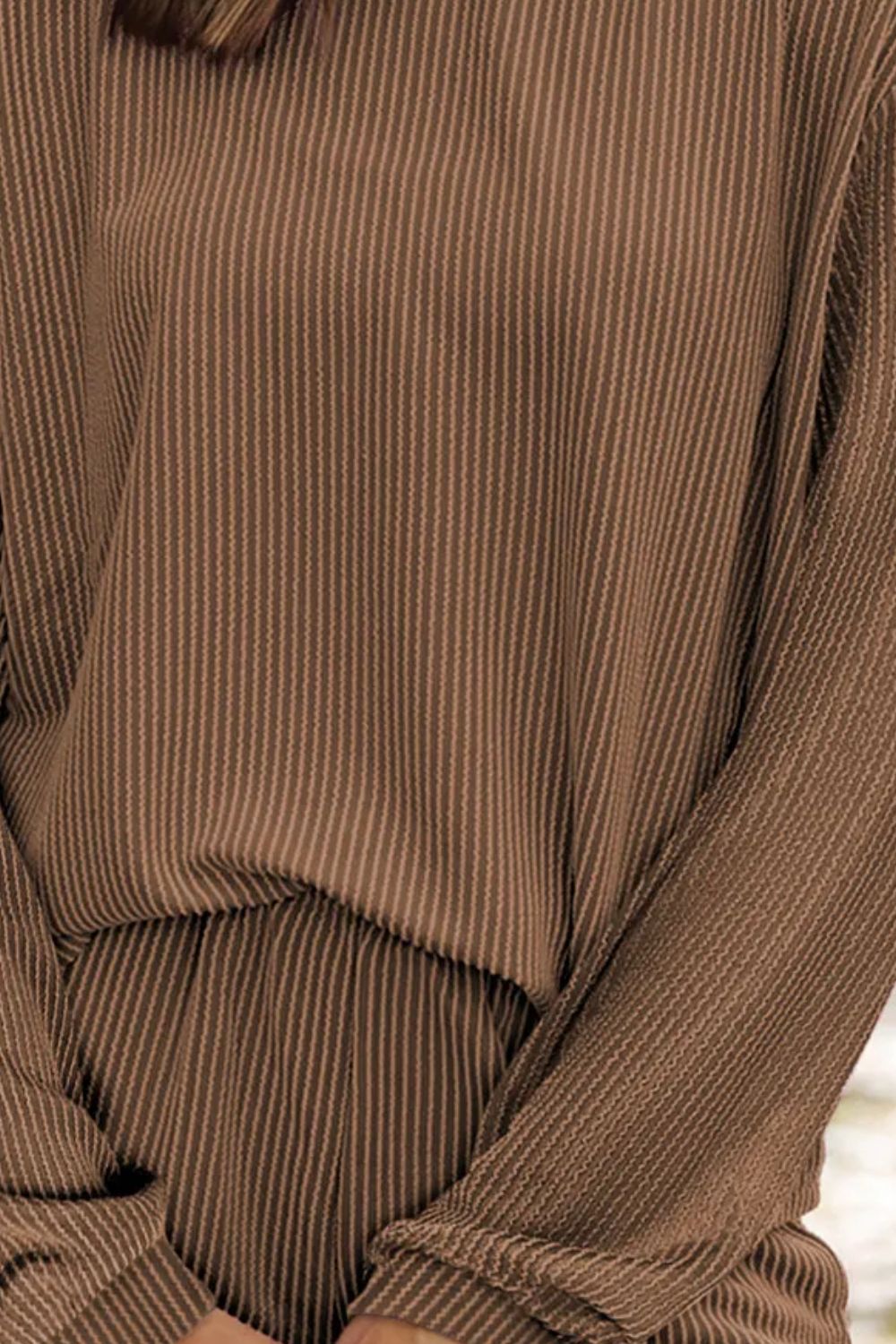 Round Neck Long Sleeve Top and Shorts Set - ClassiQ