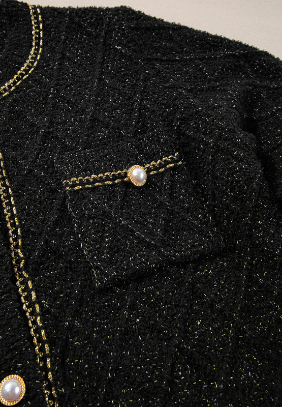 Round Neck Button Up Long Sleeve Cardigan - ClassiQ