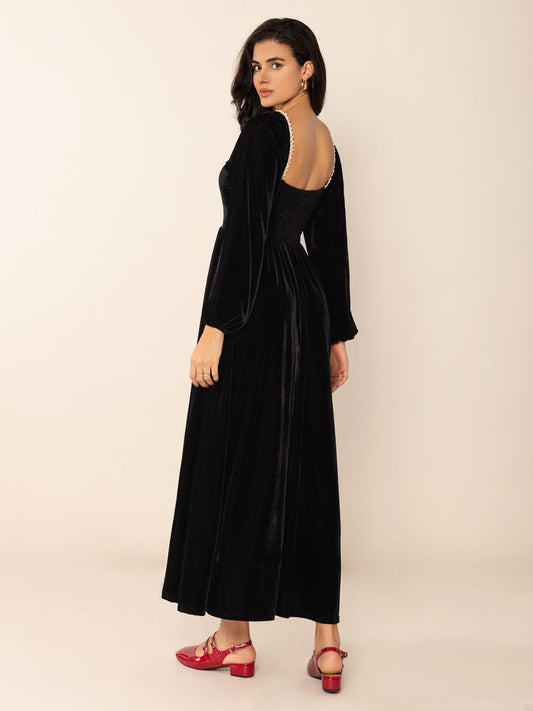 Sweetheart Neck Long Sleeve Midi Dress - Classique Collection