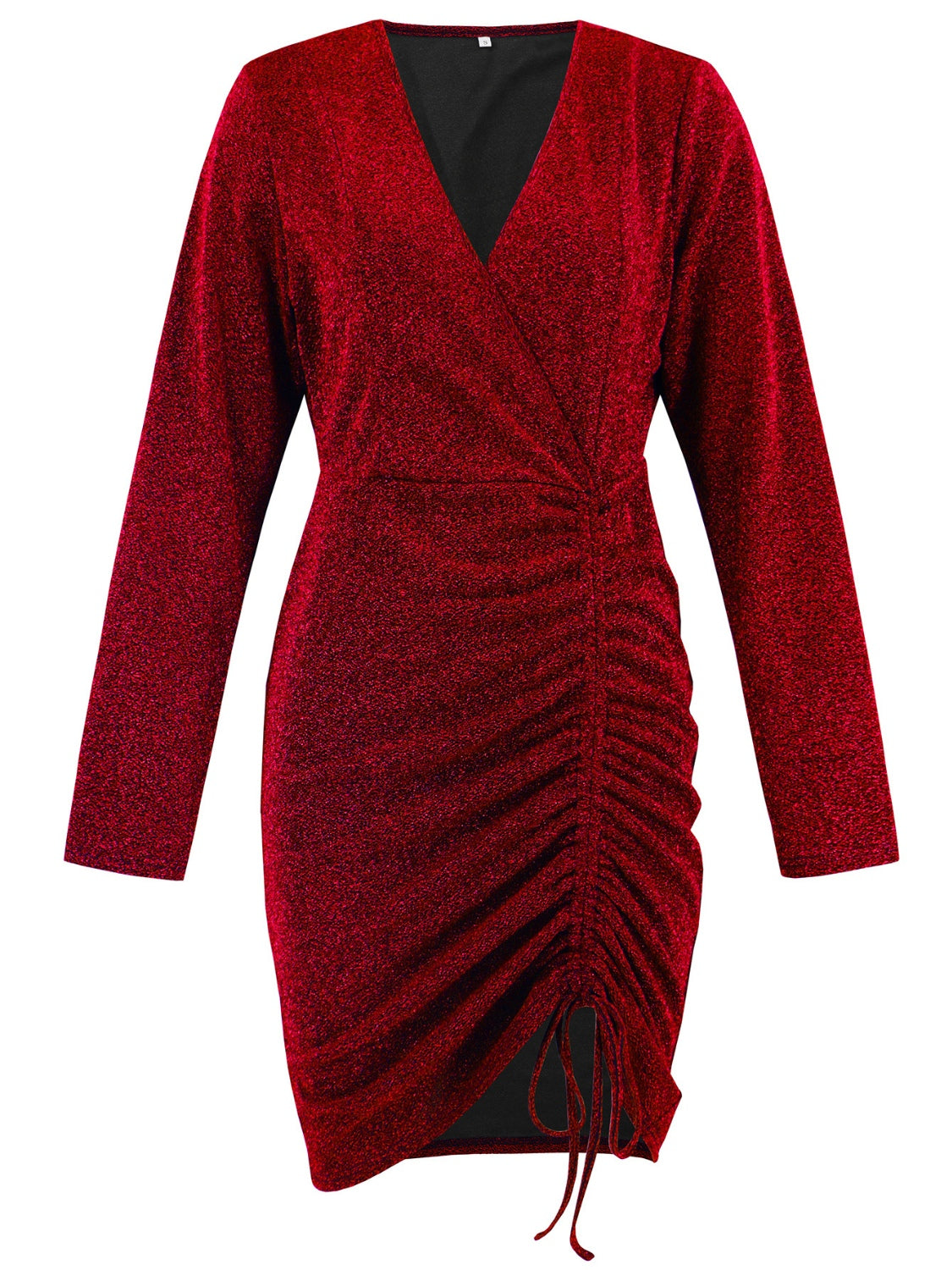 Ruched Heathered Surplice Long Sleeve Mini Dress - Classique Collection