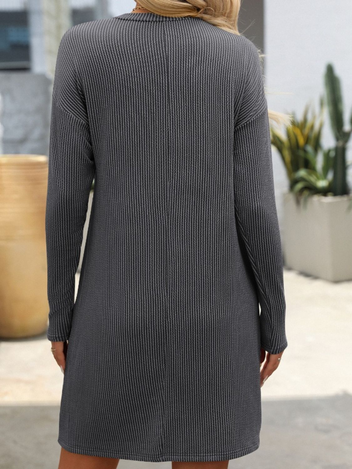 Mandy Striped Round Neck Long Sleeve Mini Dress - Classique Collection