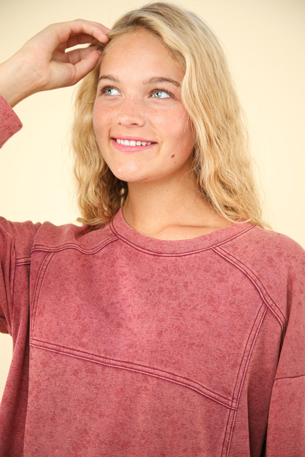 VERY J Mineral Washed Oversized Sweatshirt Mini Dress - Classique Collection