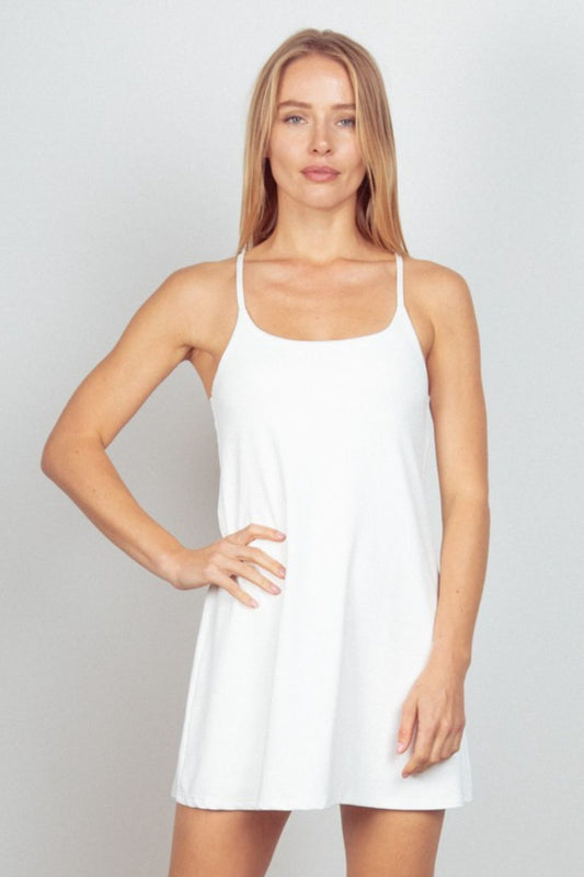 VERY J Sleeveless Active Tennis Dress with Unitard Liner - Classique Collection