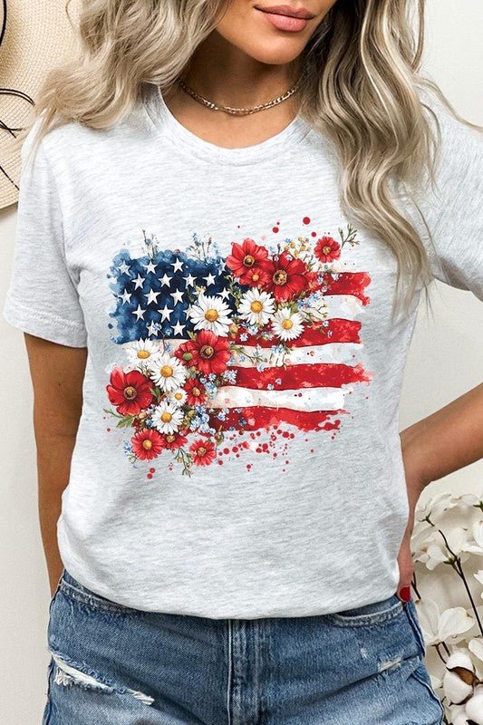 Floral American Flag Graphic Tee