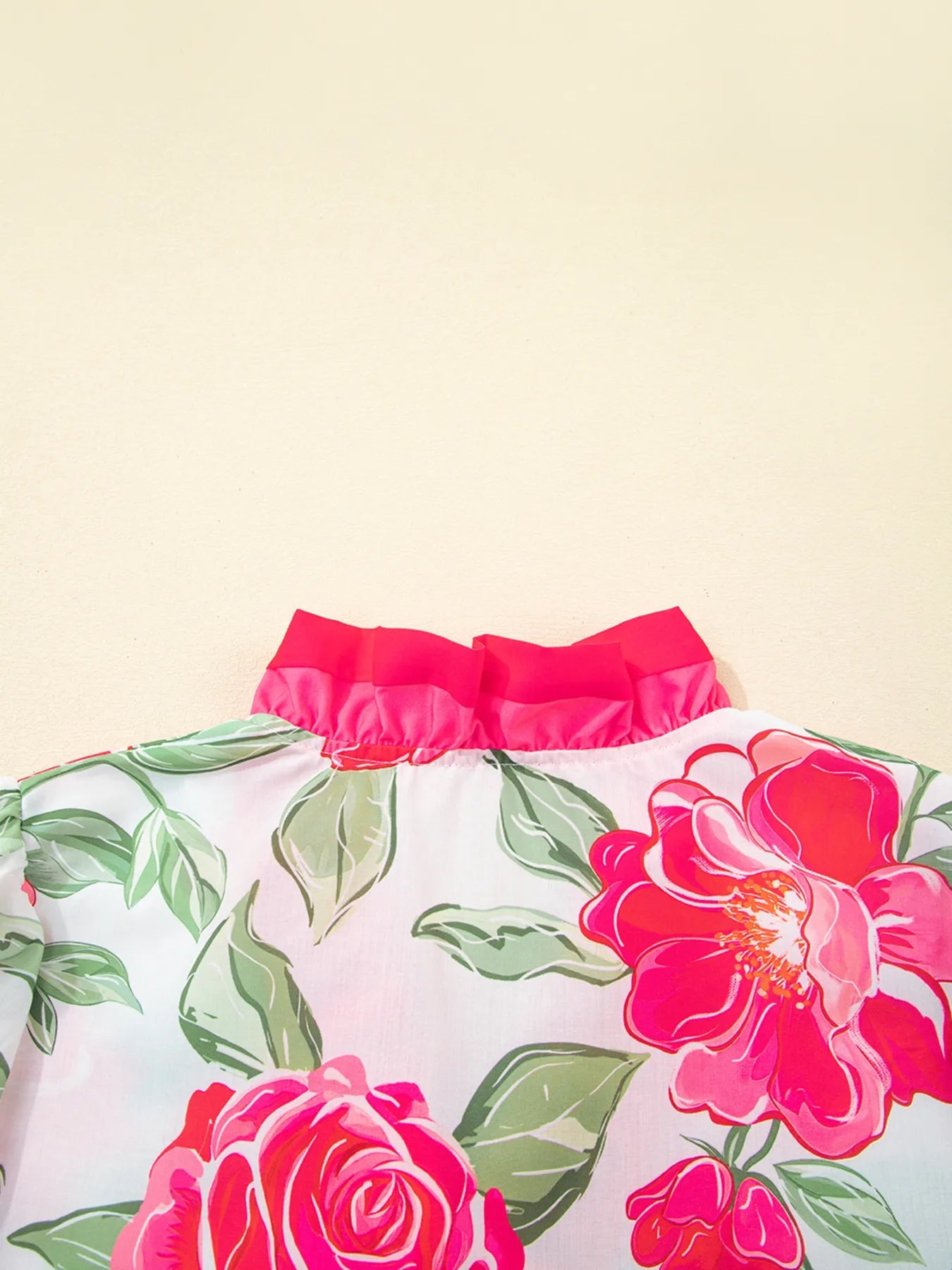 Floral Frilled V Neck Short Sleeve Blouse