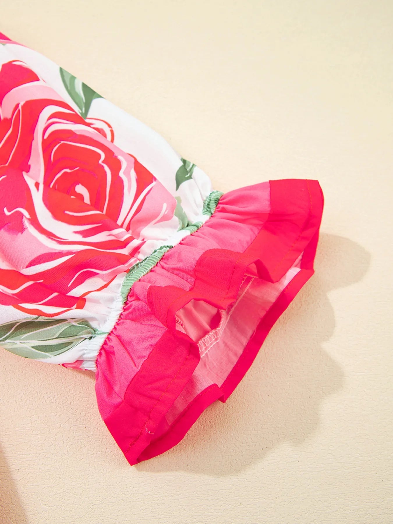 Floral Frilled V Neck Short Sleeve Blouse