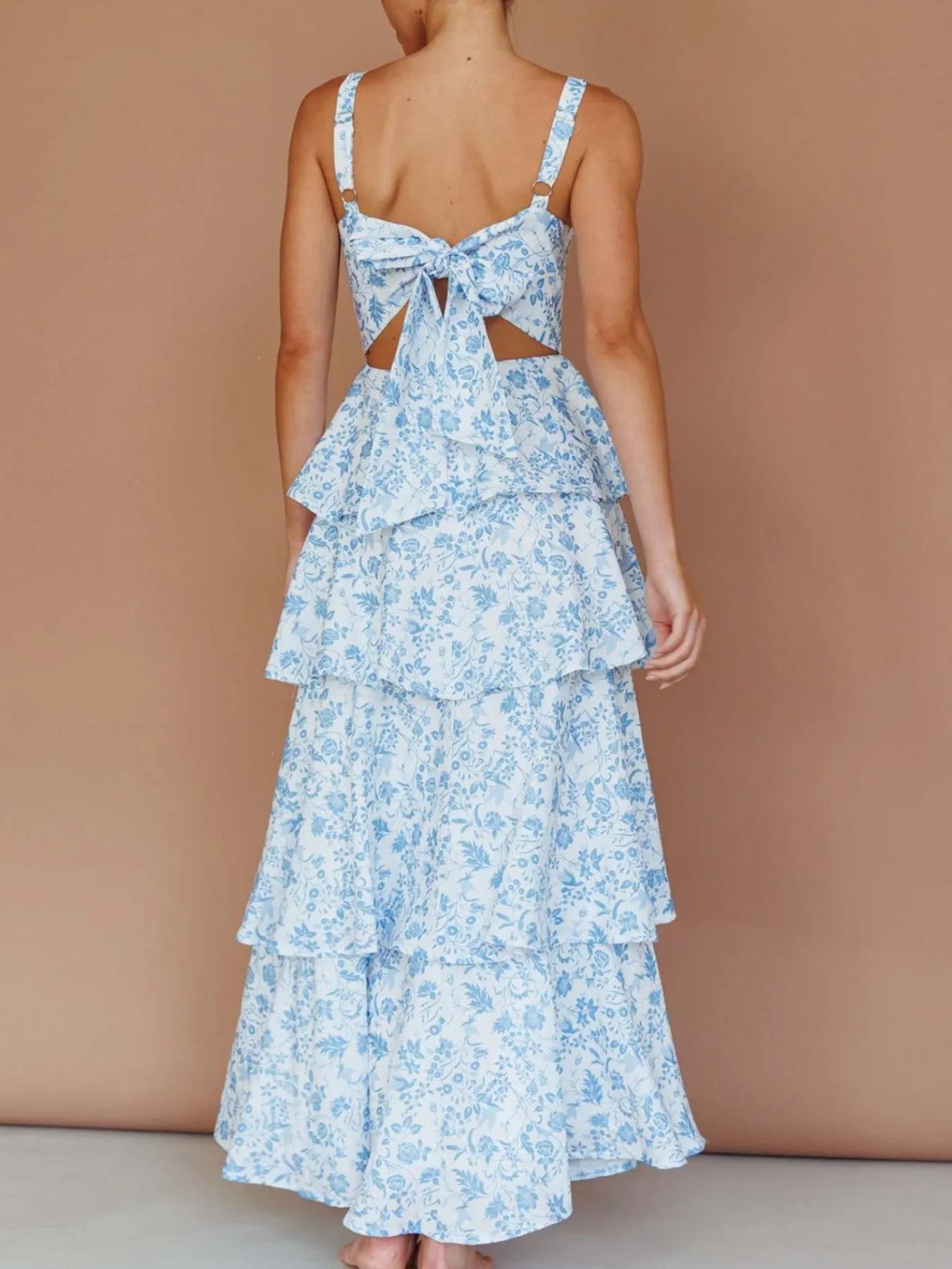 Floral Layered Ruffle Maxi Dress