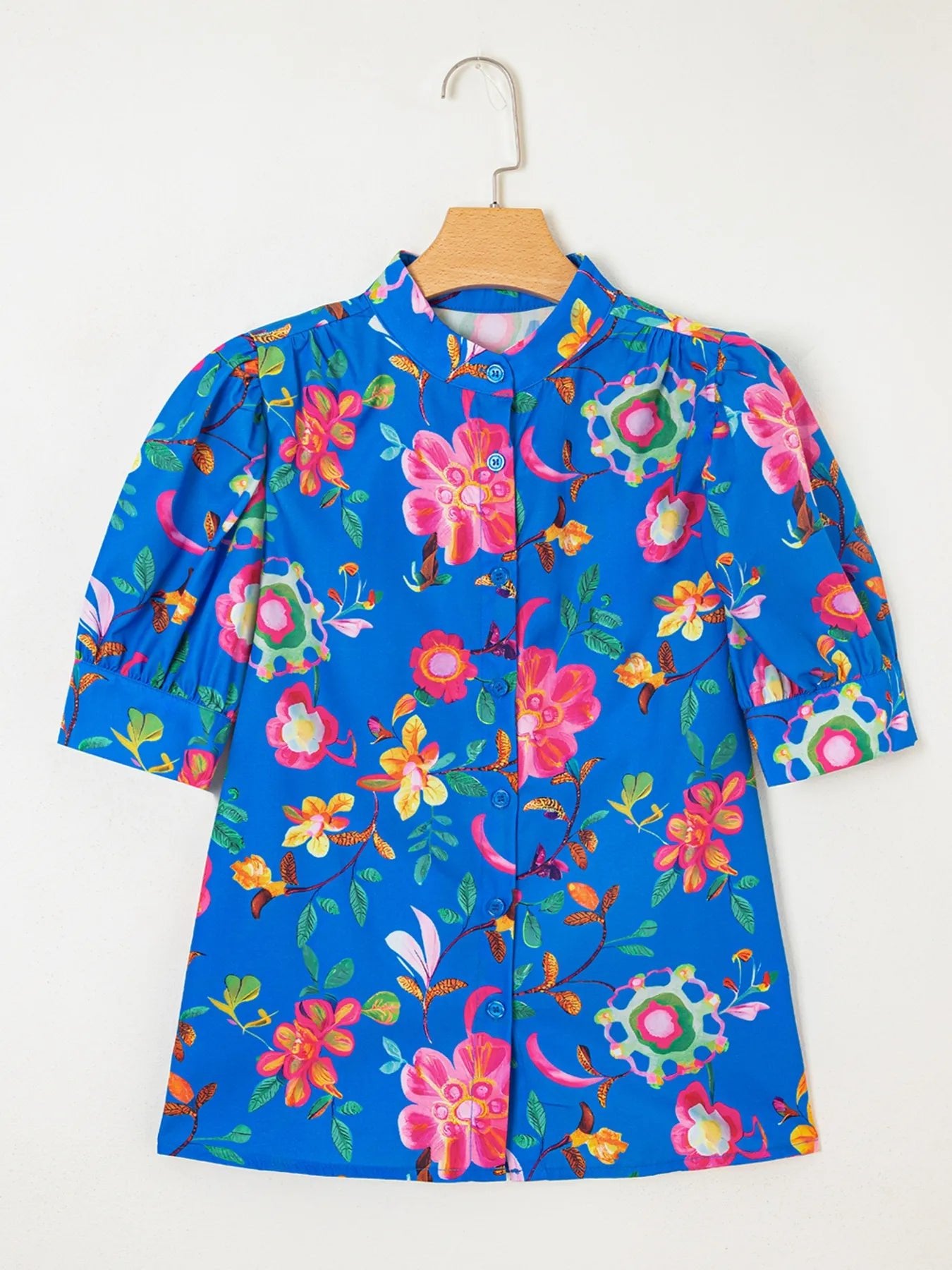 Floral Print Button - Up Short Sleeve Shirt
