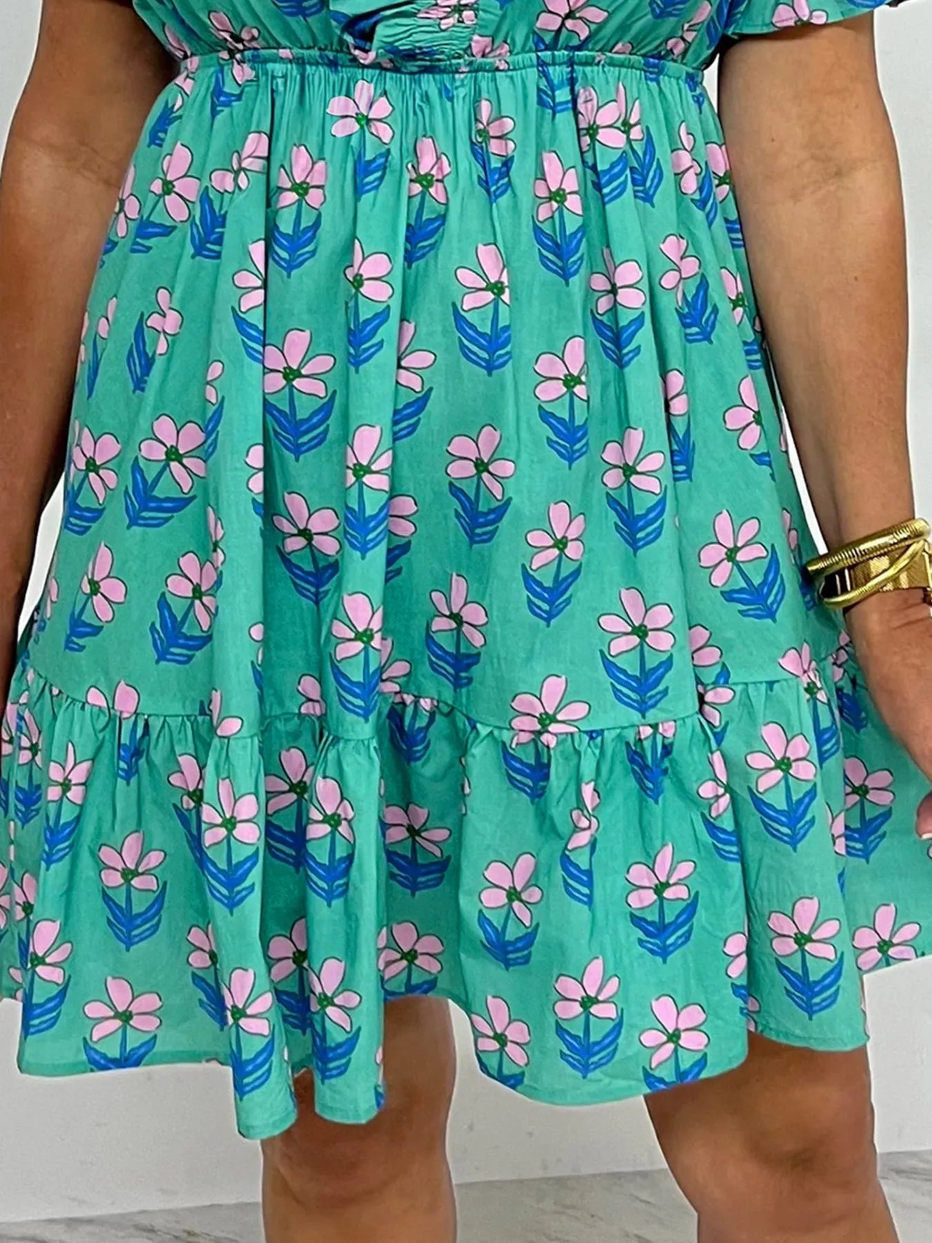 Floral Print Puff Sleeve Shirt Dress