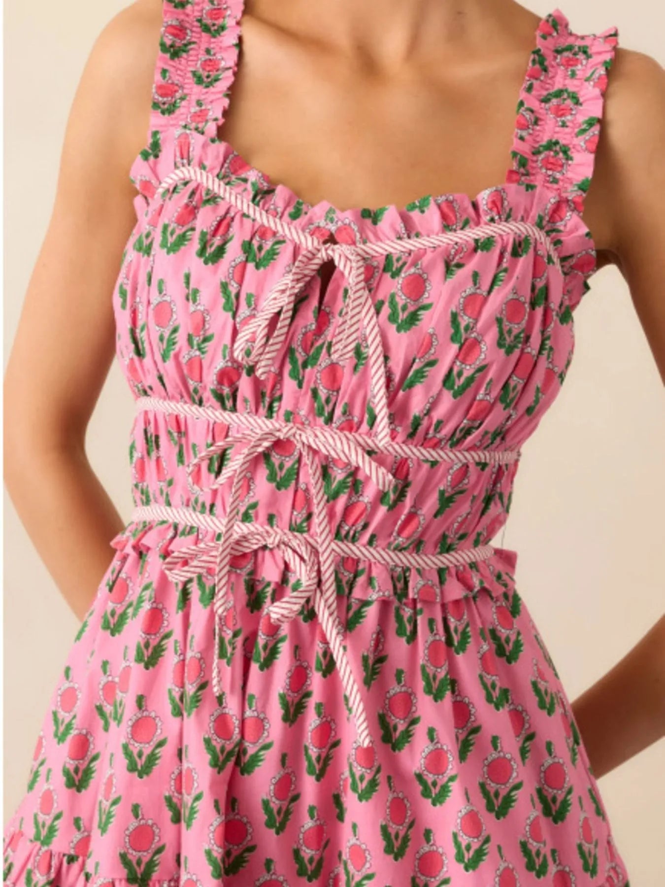 Floral Print Ruffled Midi Dress with Pockets