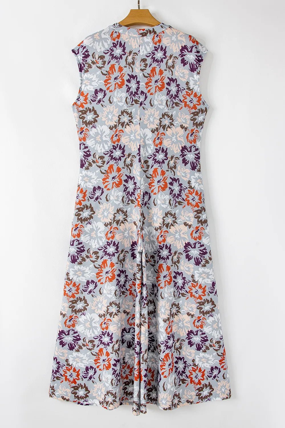 Floral Sleeveless Button Front Wide Leg Jumpsuit