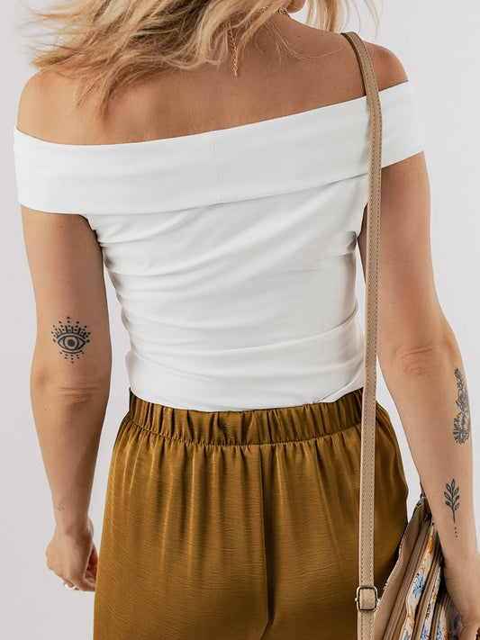 Folded Off Shoulder Slim Top