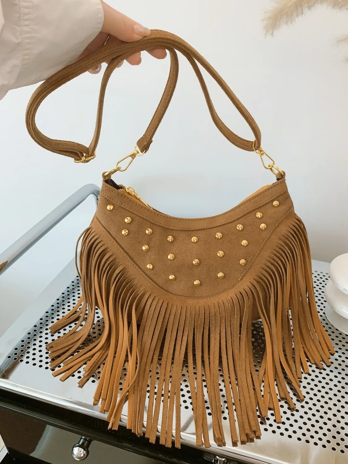 Fringe Studded Shoulder BagBag