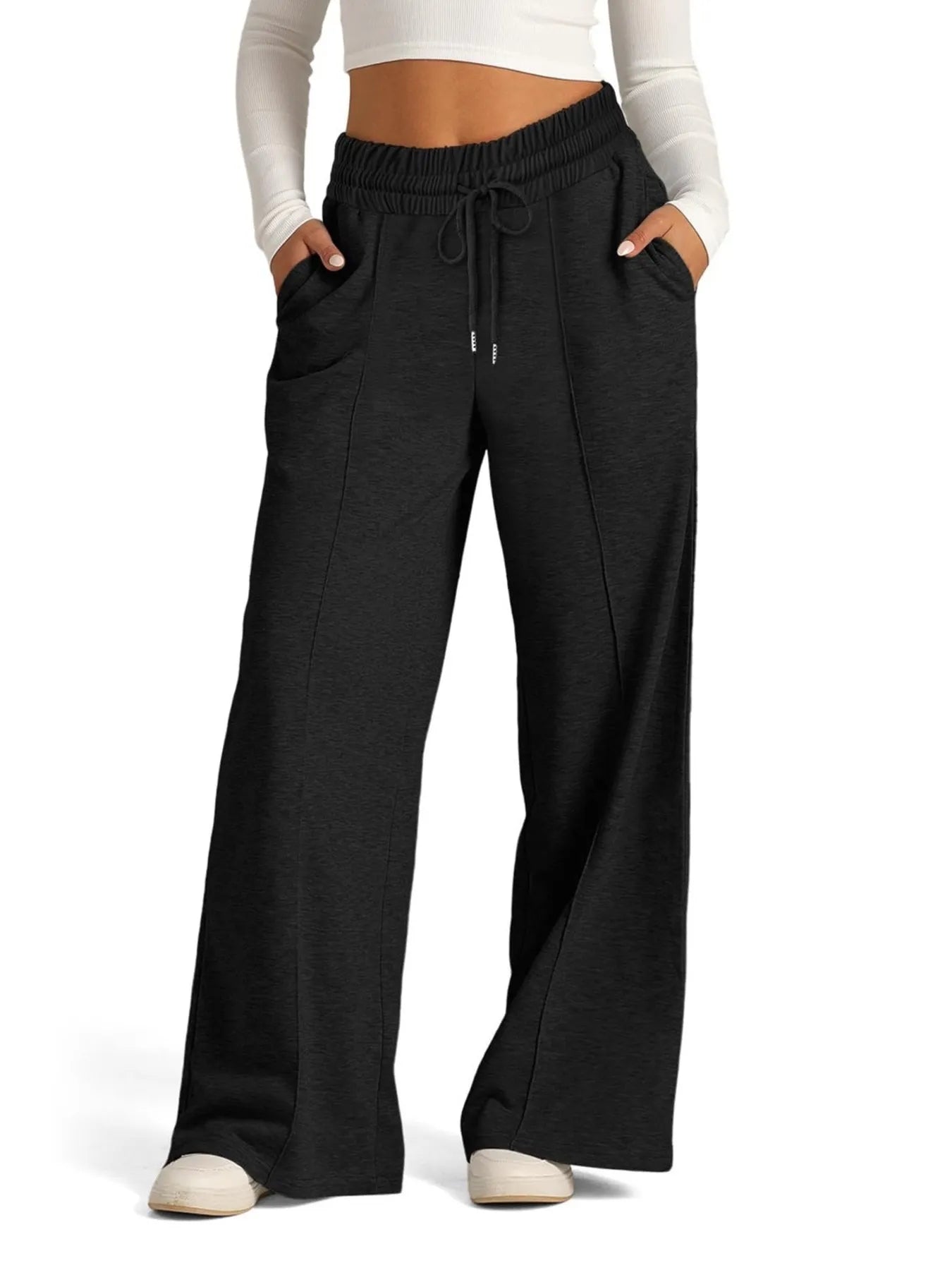 Full Size Drawstring Relaxed Fit Wide Leg Pants Plus Size