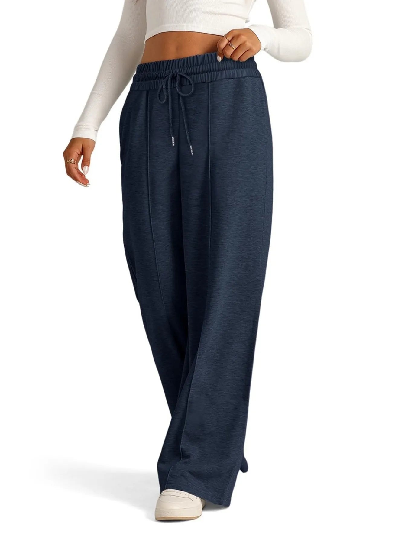 Full Size Drawstring Relaxed Fit Wide Leg Pants Plus Size