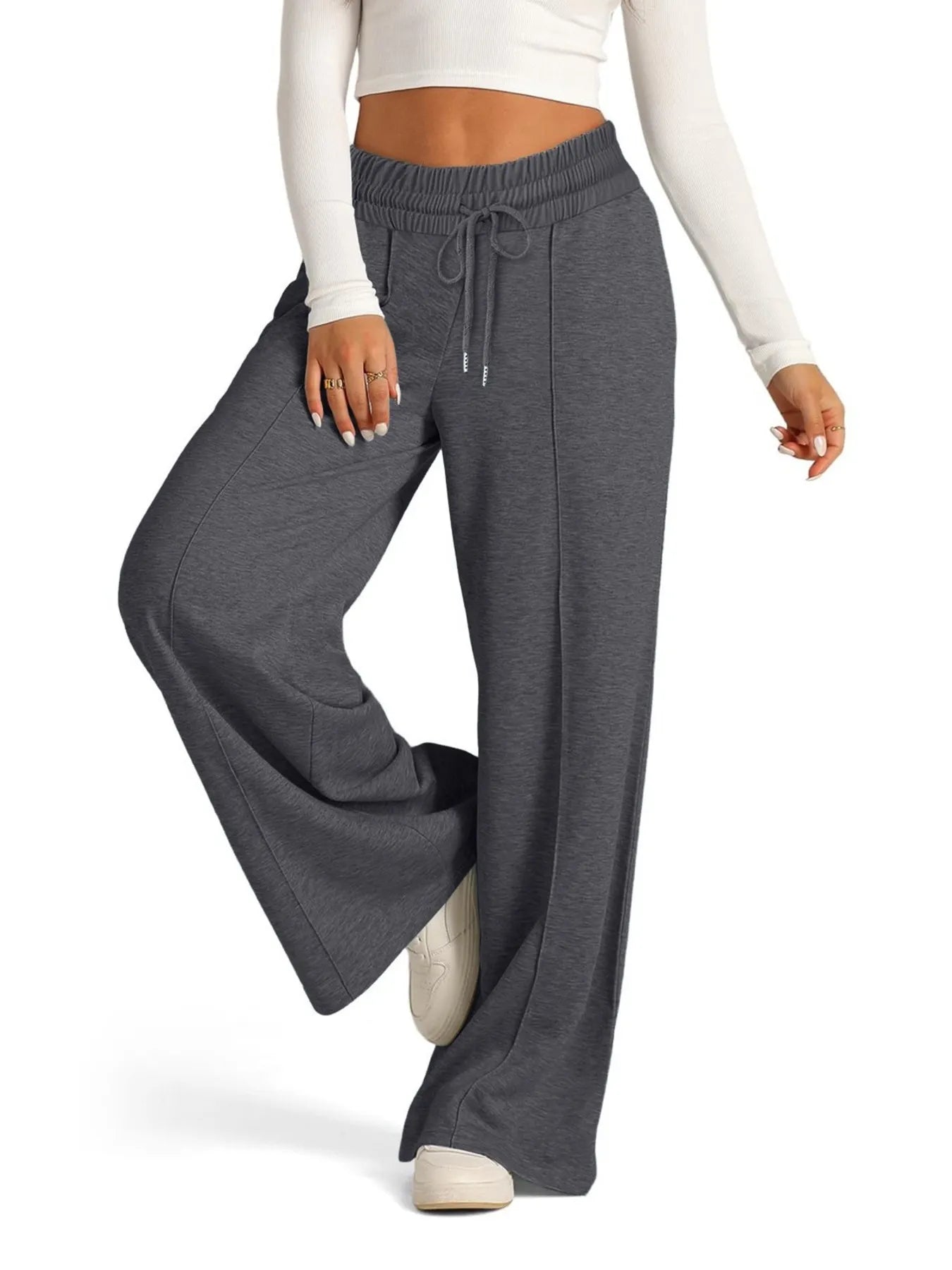 Full Size Drawstring Relaxed Fit Wide Leg Pants Plus Size