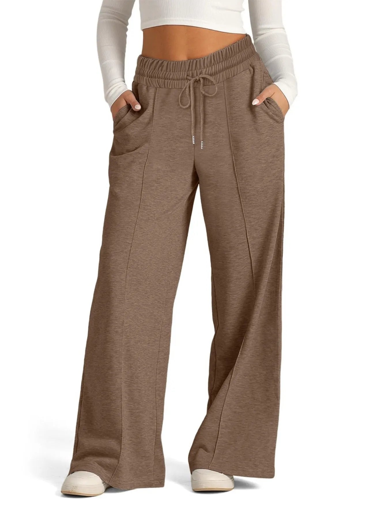 Full Size Drawstring Relaxed Fit Wide Leg Pants Plus Size