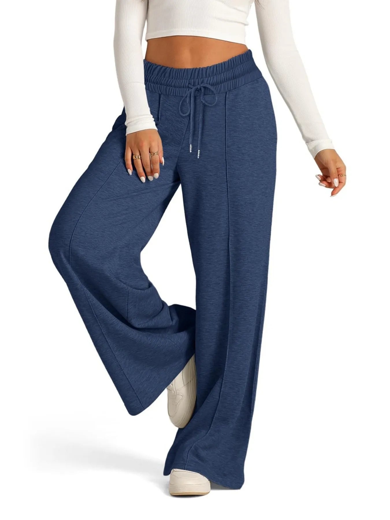 Full Size Drawstring Relaxed Fit Wide Leg Pants Plus Size