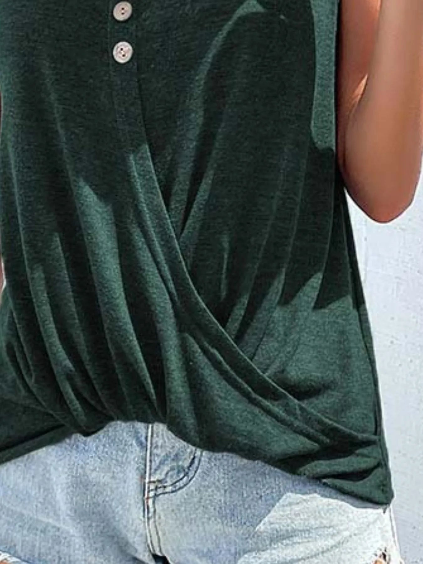 Full Size Twisted Hem Button Detail Tank Plus Size