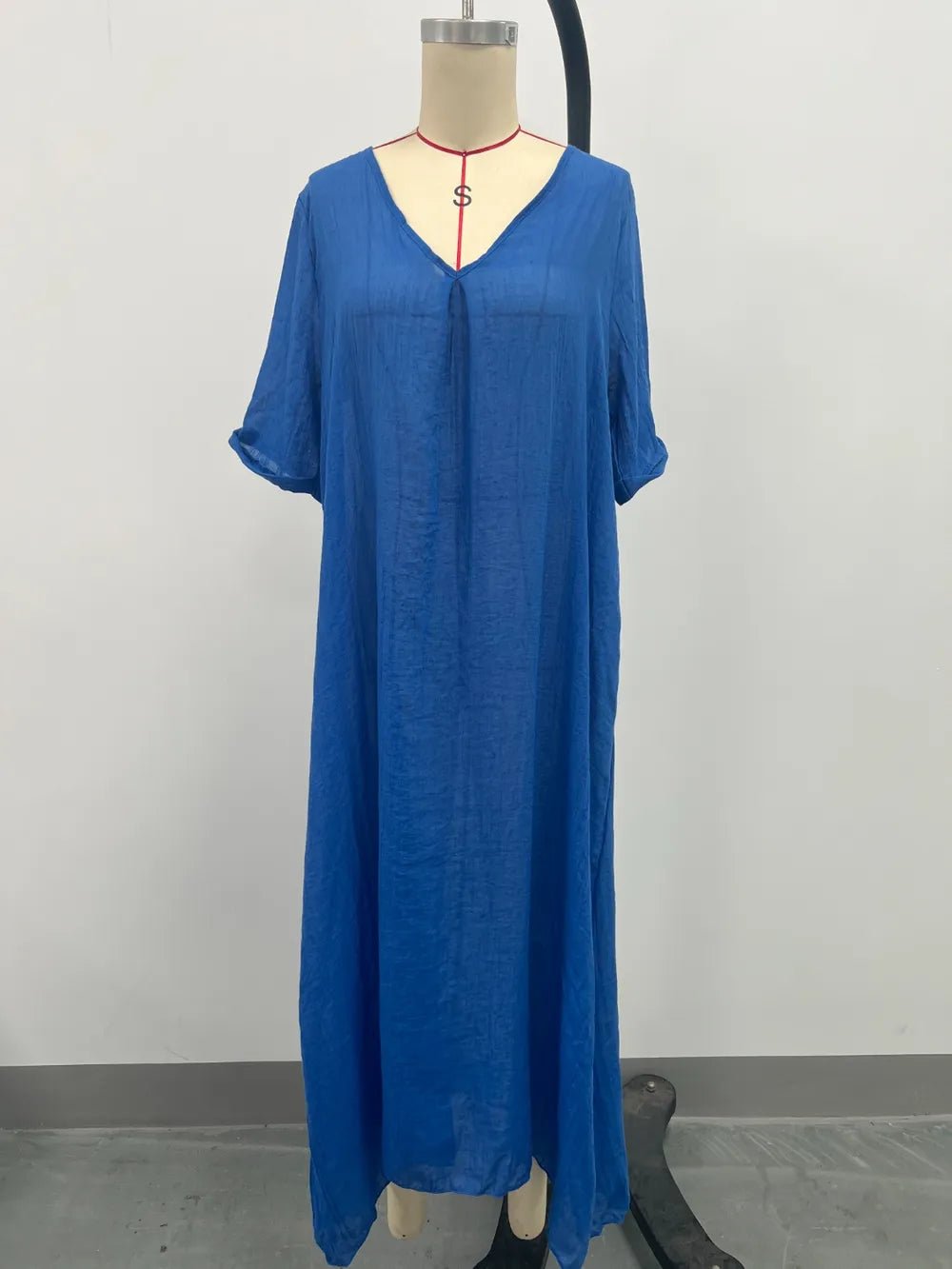 Full Size V - Neck Short Sleeve Midi Dress Plus Size