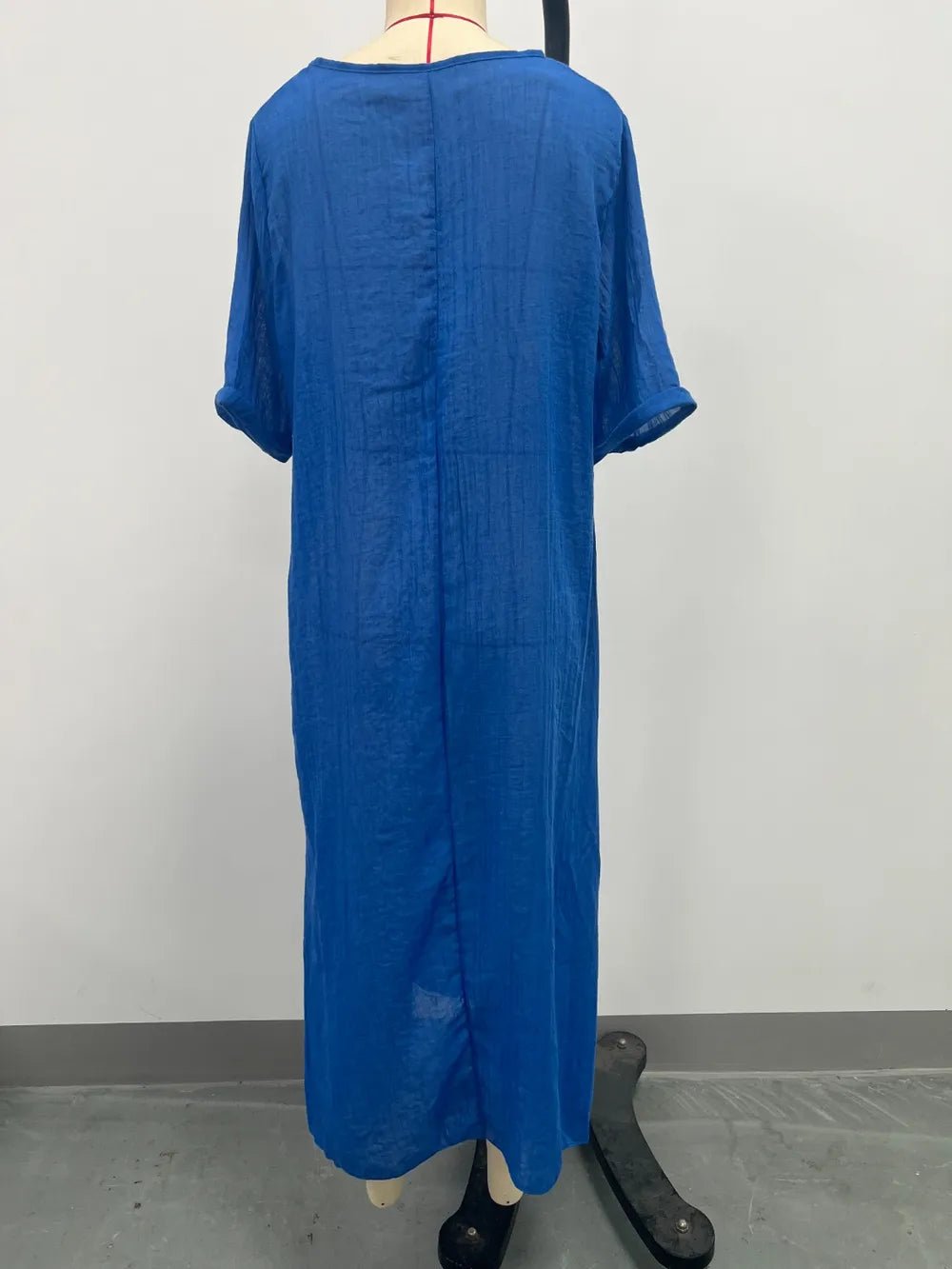 Full Size V - Neck Short Sleeve Midi Dress Plus Size