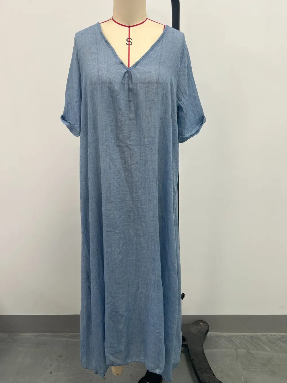 Full Size V - Neck Short Sleeve Midi Dress Plus Size